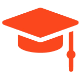 Education hat graphic, orange on black