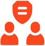 Two figures with equality shield icon